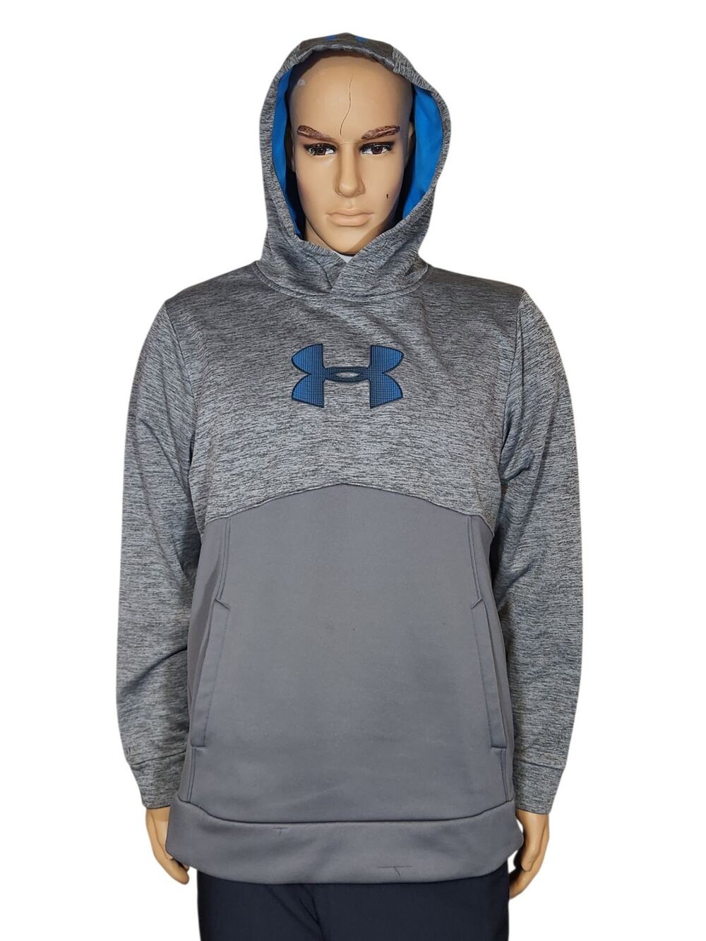 Under Armour Men's Storm Icon Twist Fleece Hoodie Gray Blue Logo Medium *Read*